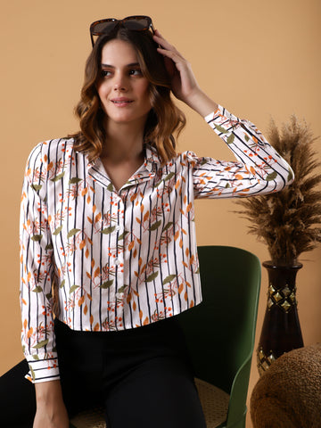 Striped Floral Shirt Top