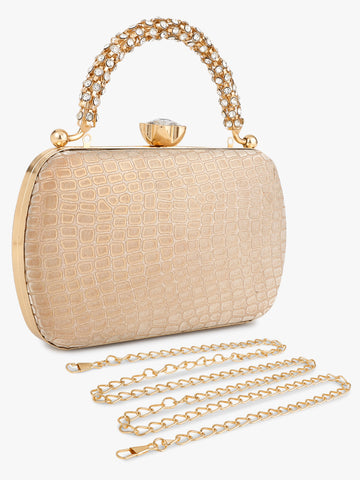 Patterned Golden Fancy Clutch