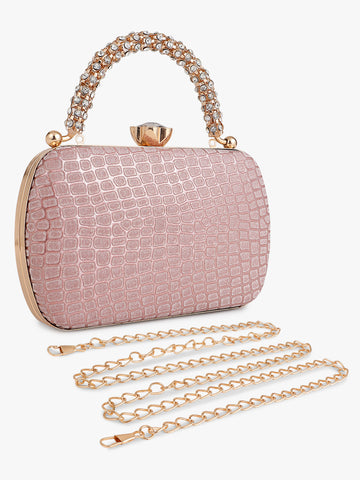 Textured Pink Evening Handbag