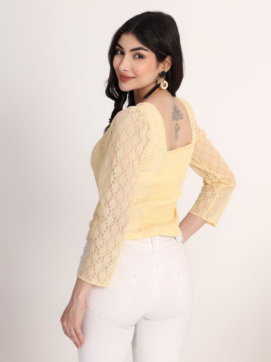Fancy Yellow Lace Top