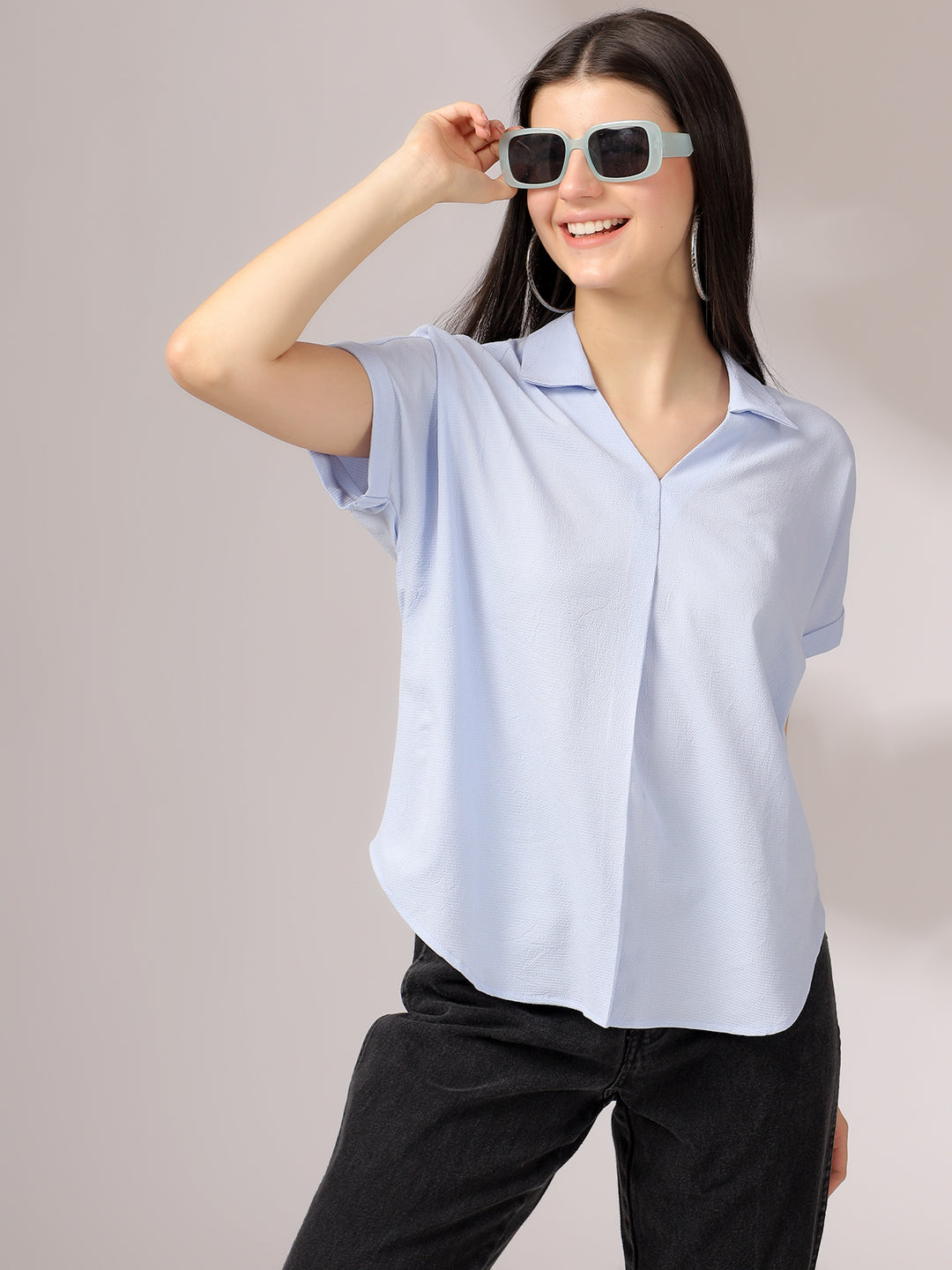 Classy Blue Shirt Top