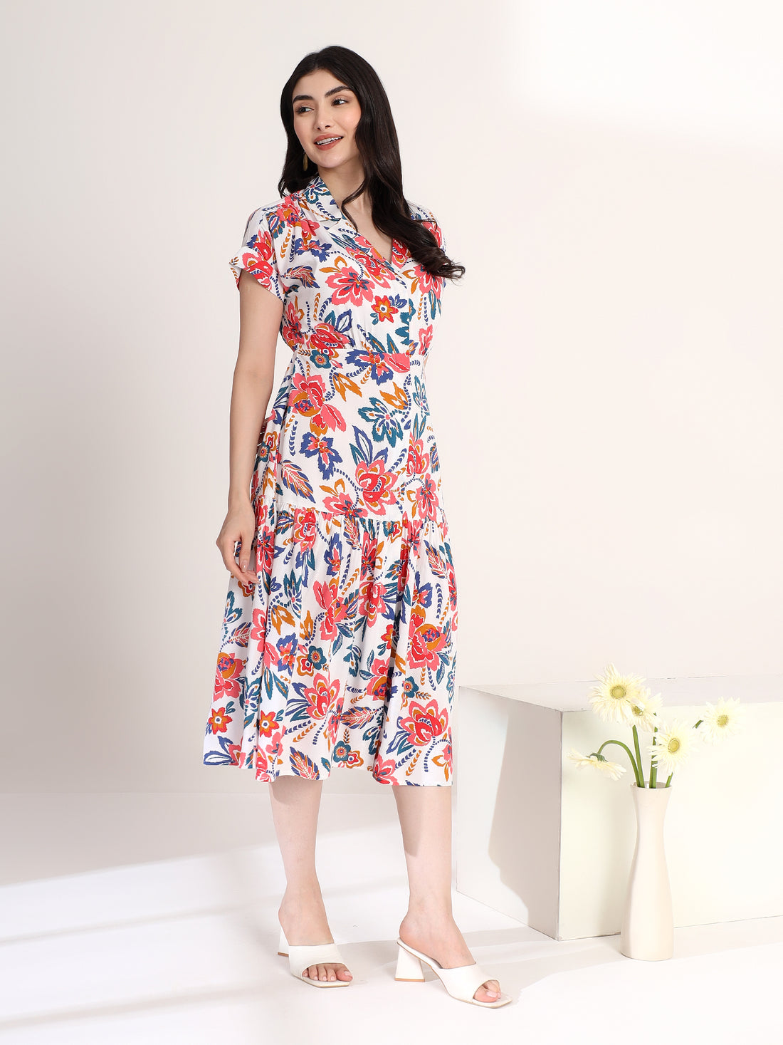 Classy Floral Printed Midi Dress