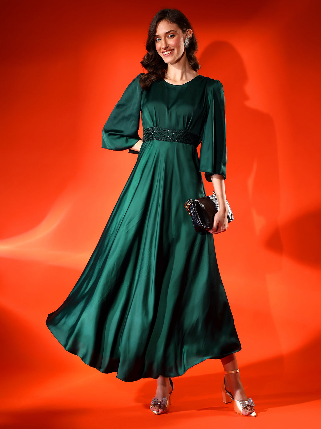 Classy Green Flare Dress