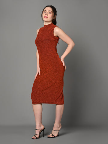 Embellished Red Fitted Sheath Dress