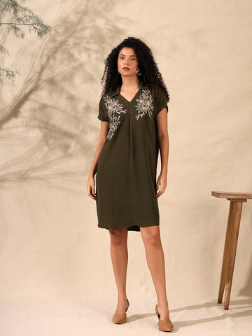 V-neck Embelished Dress