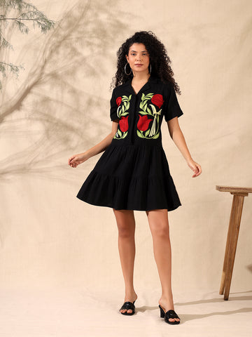 Embroidered Tiered Dress