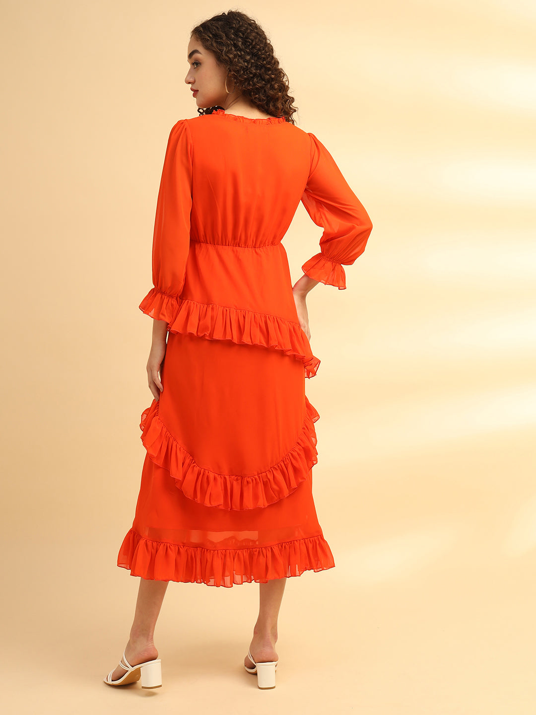 Orange Layered Midi Dress