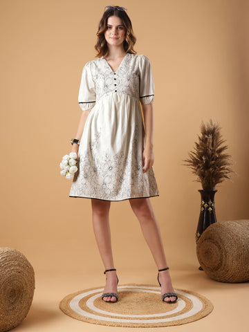 Placement Print Midi Dress