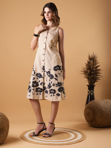 V-neck Sleevless Shirt Dress