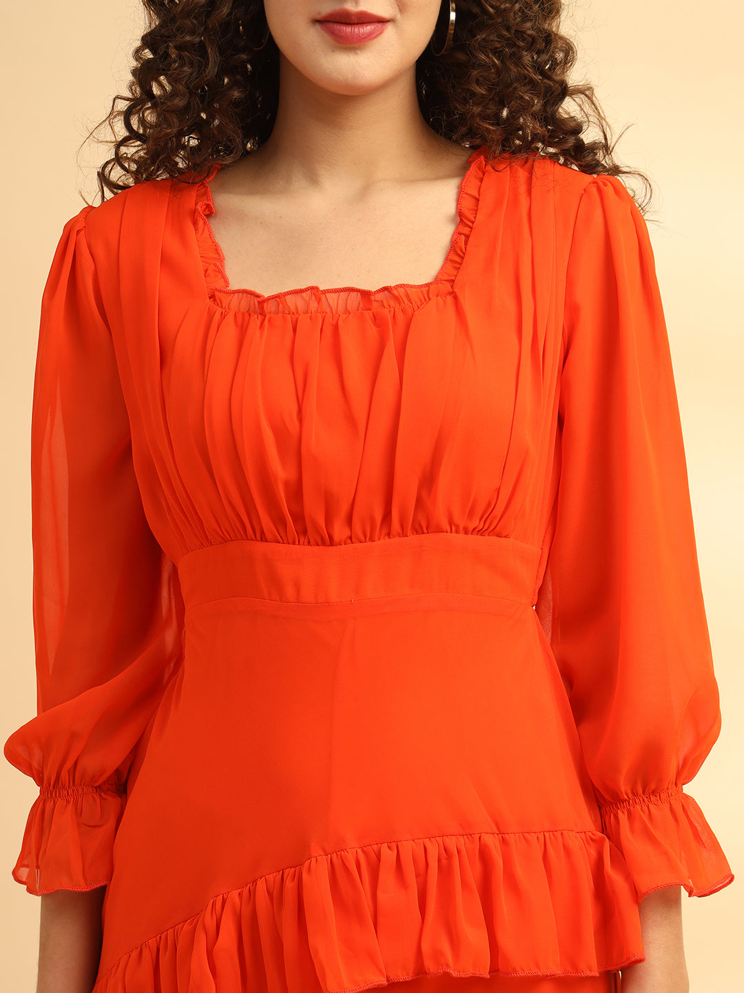 Orange Layered Midi Dress