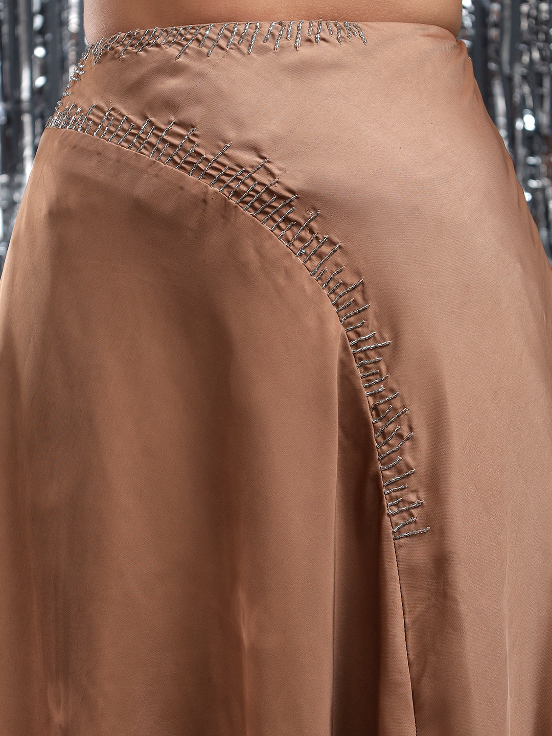 Embellished Flared Bronze Skirt