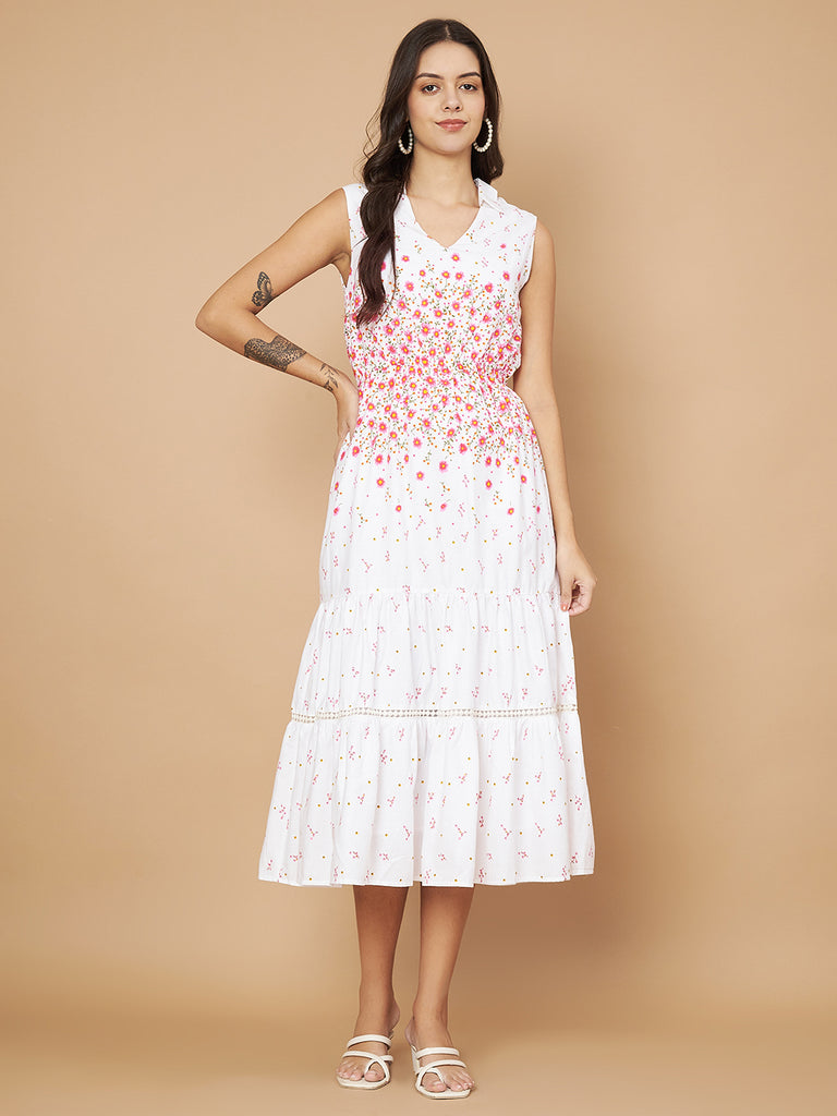 Fella V-neck Engineered Print Cotton Dress