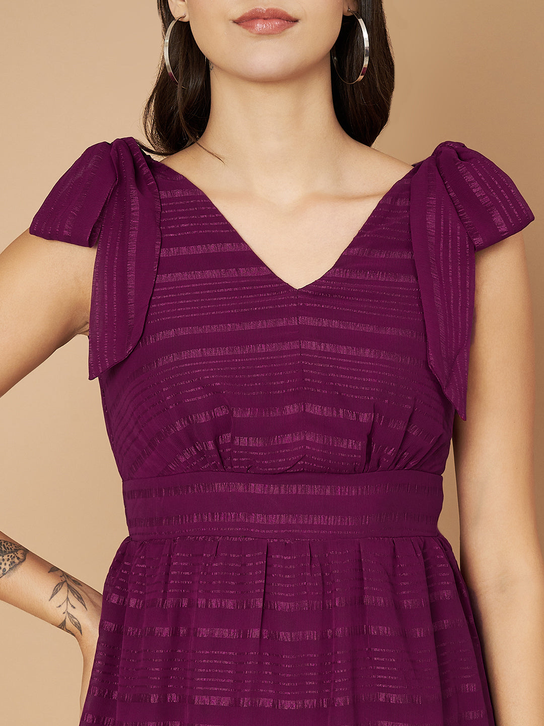 Fancy Purple Ruffled Midi Dress
