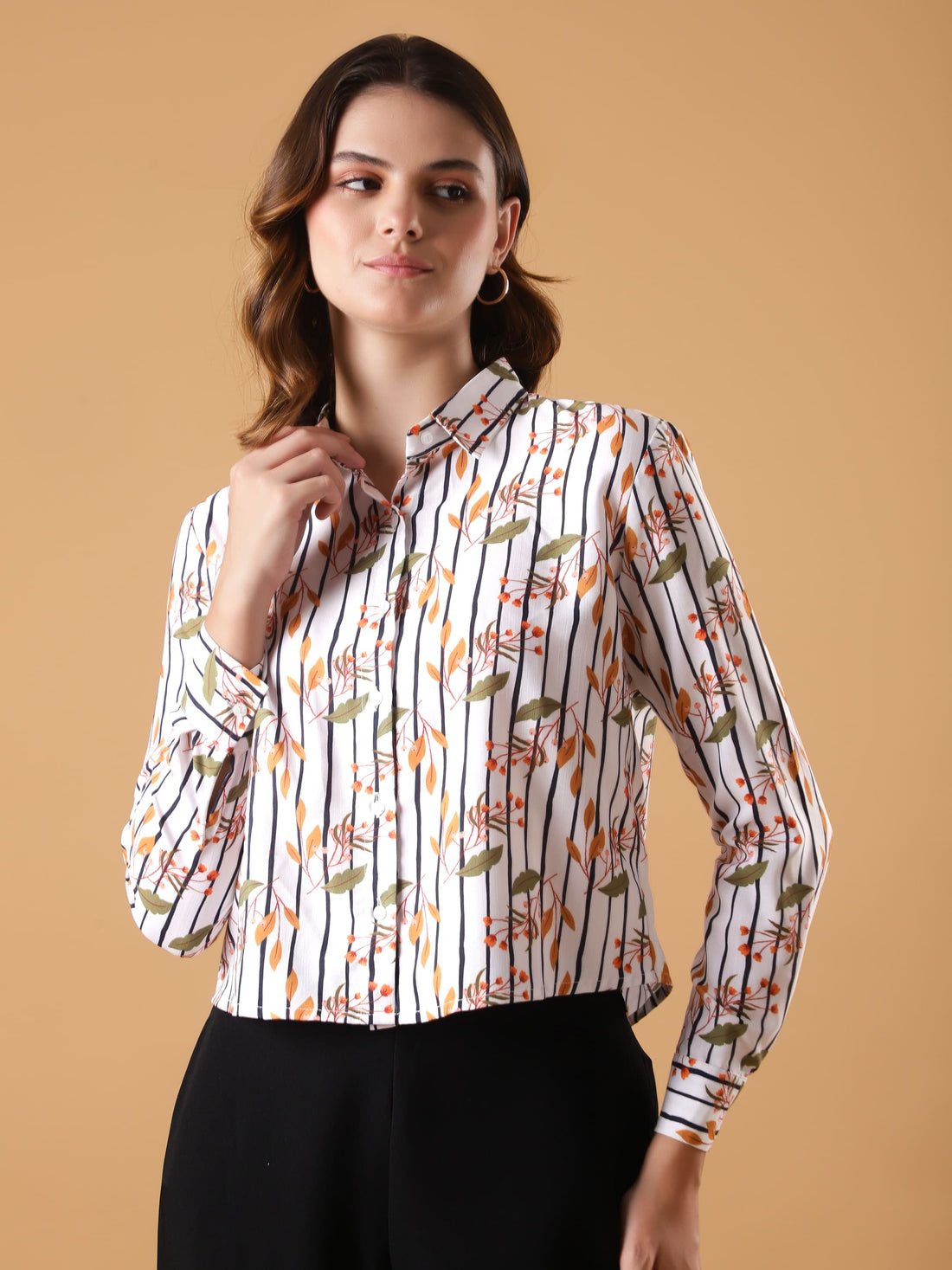 Striped Floral Shirt Top