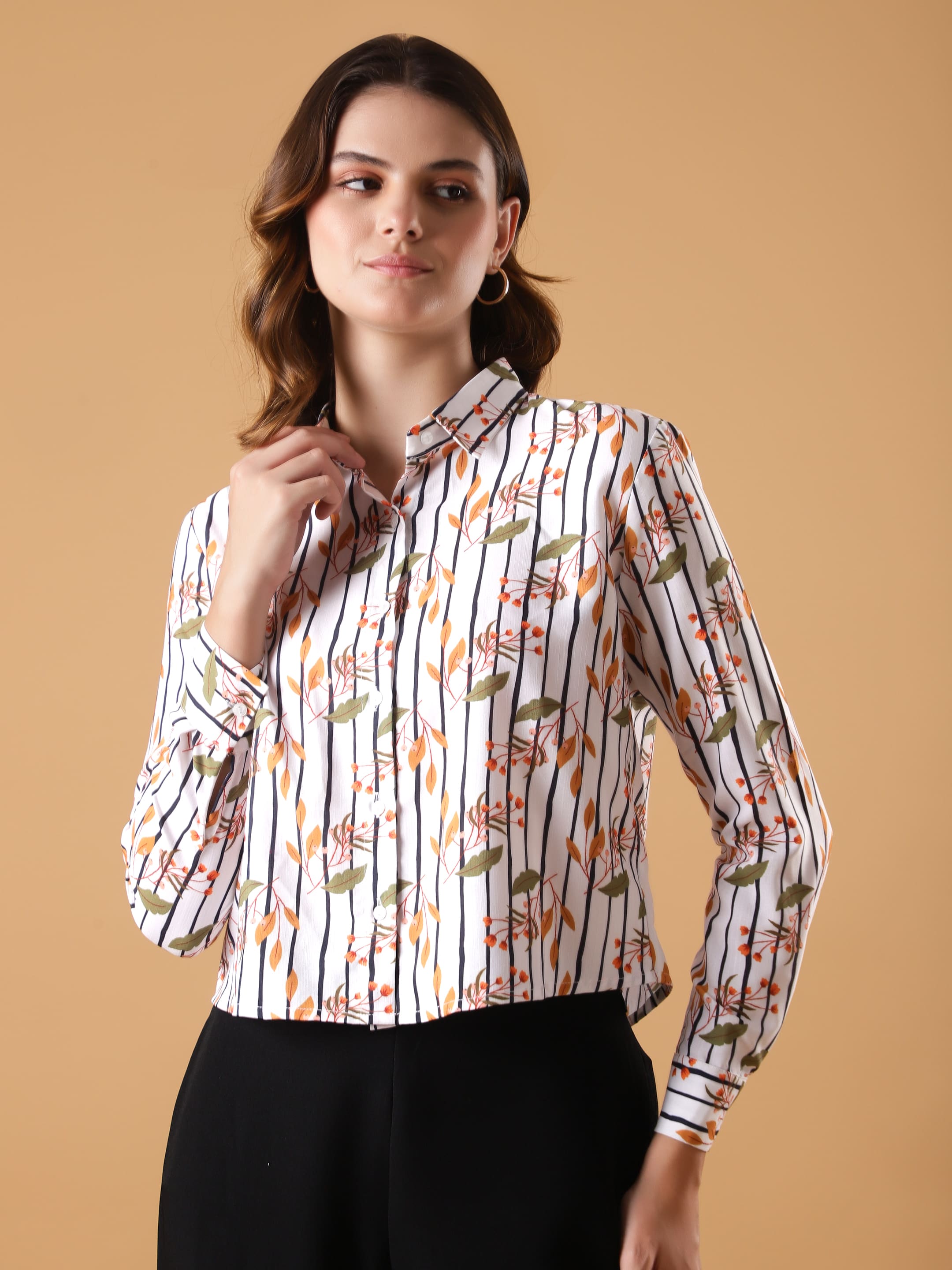 Striped Floral Shirt Top