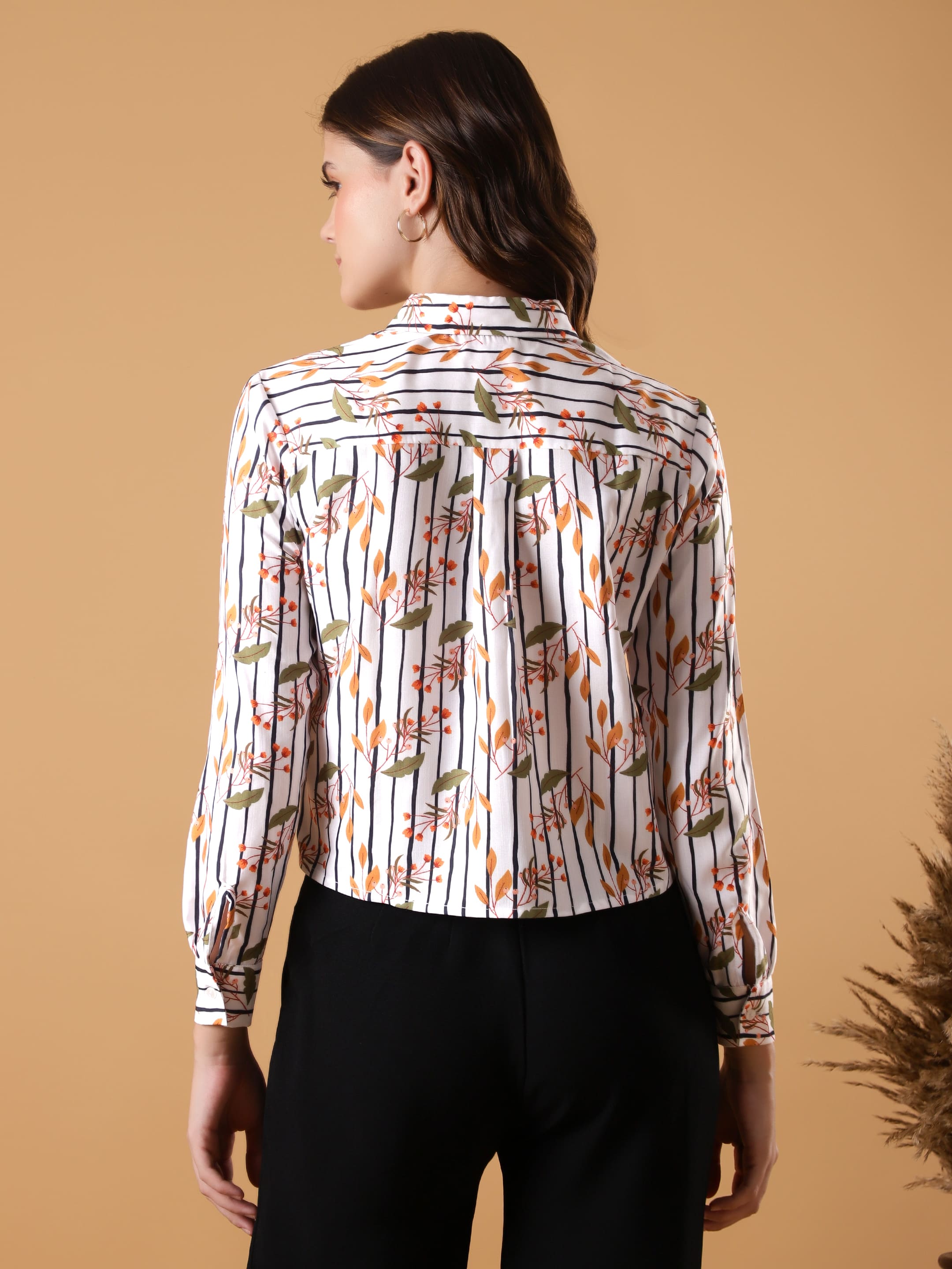 Striped Floral Shirt Top