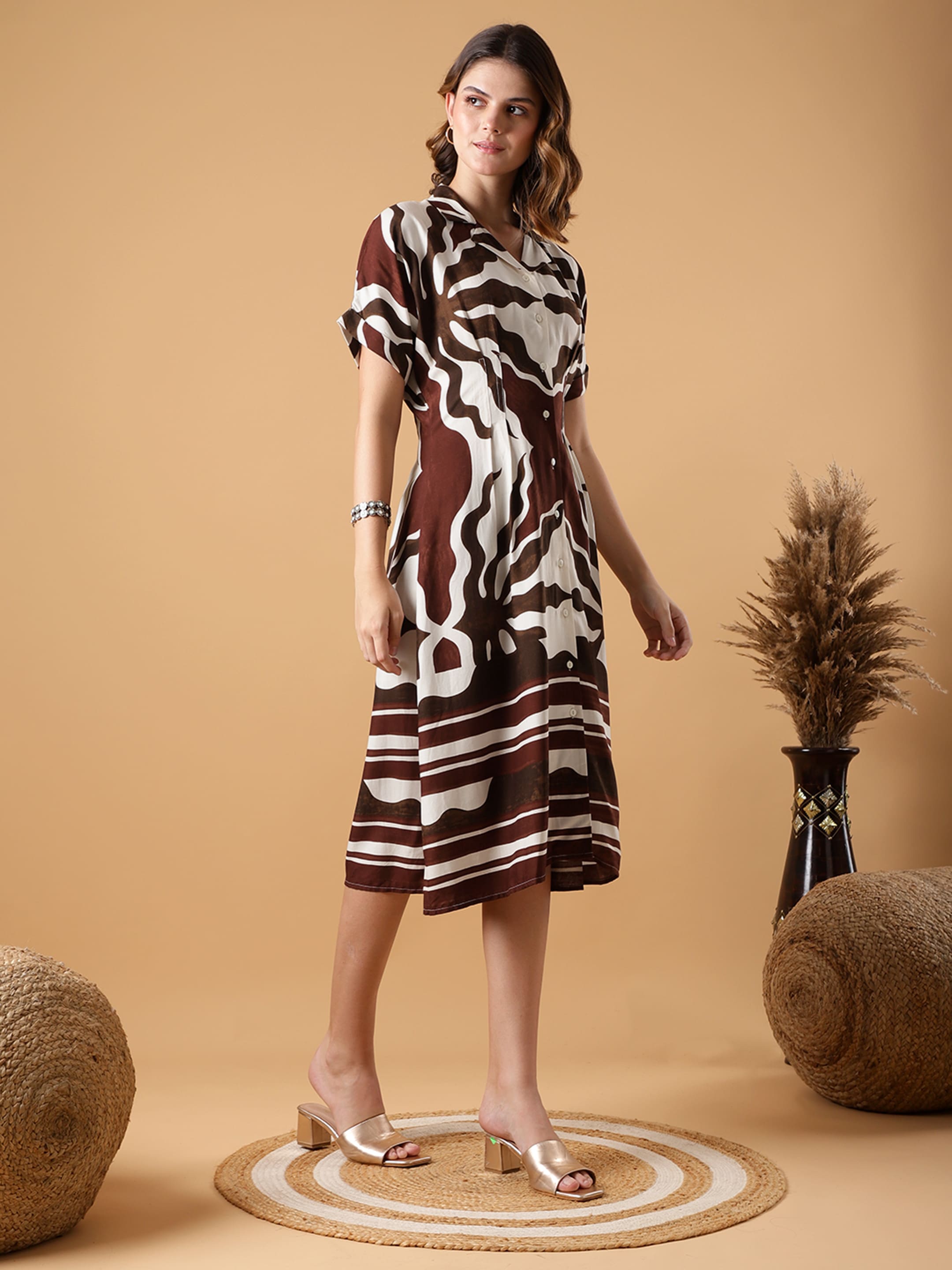 Abstract Print Shirt Dress