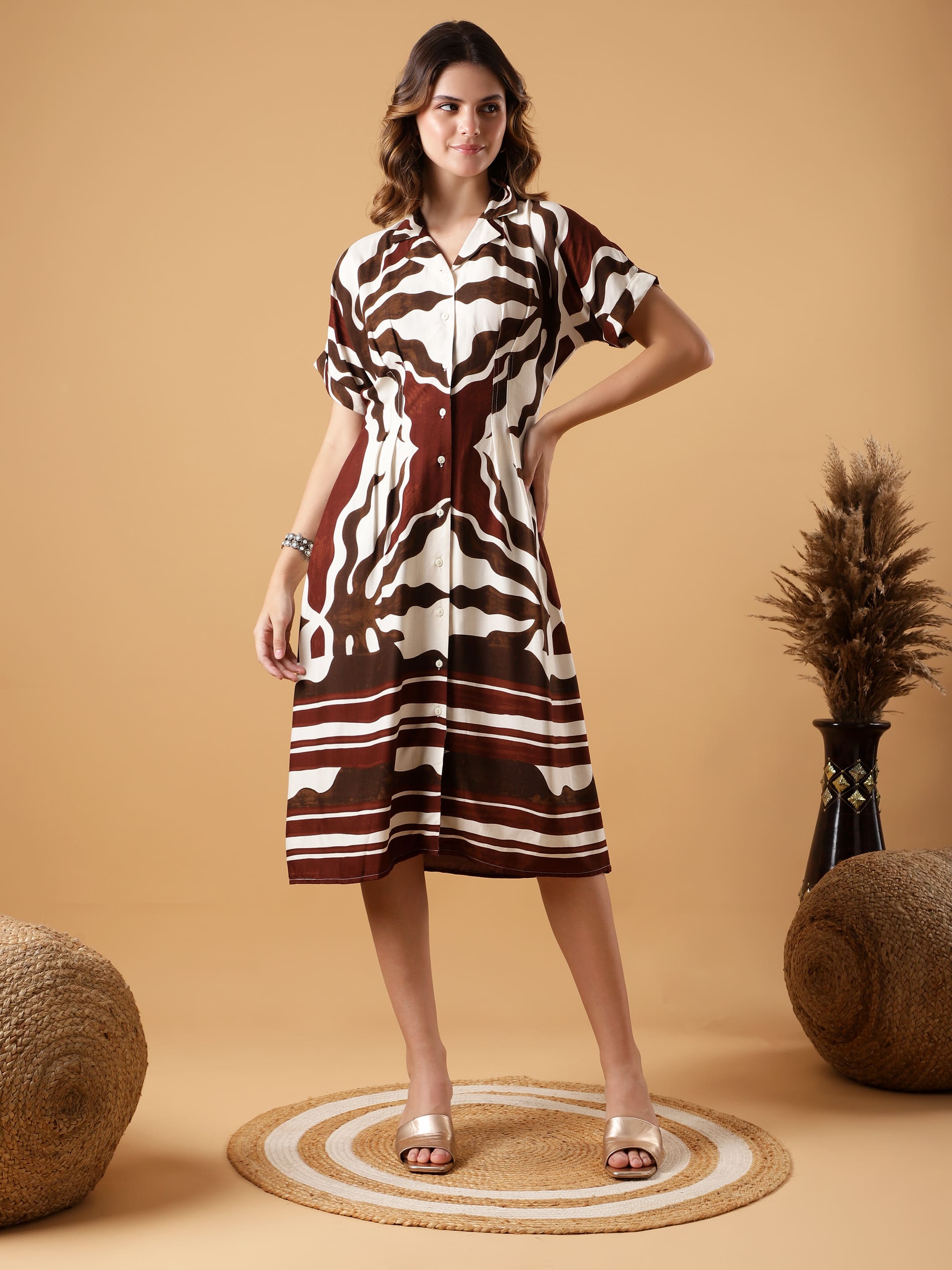 Abstract Print Shirt Dress