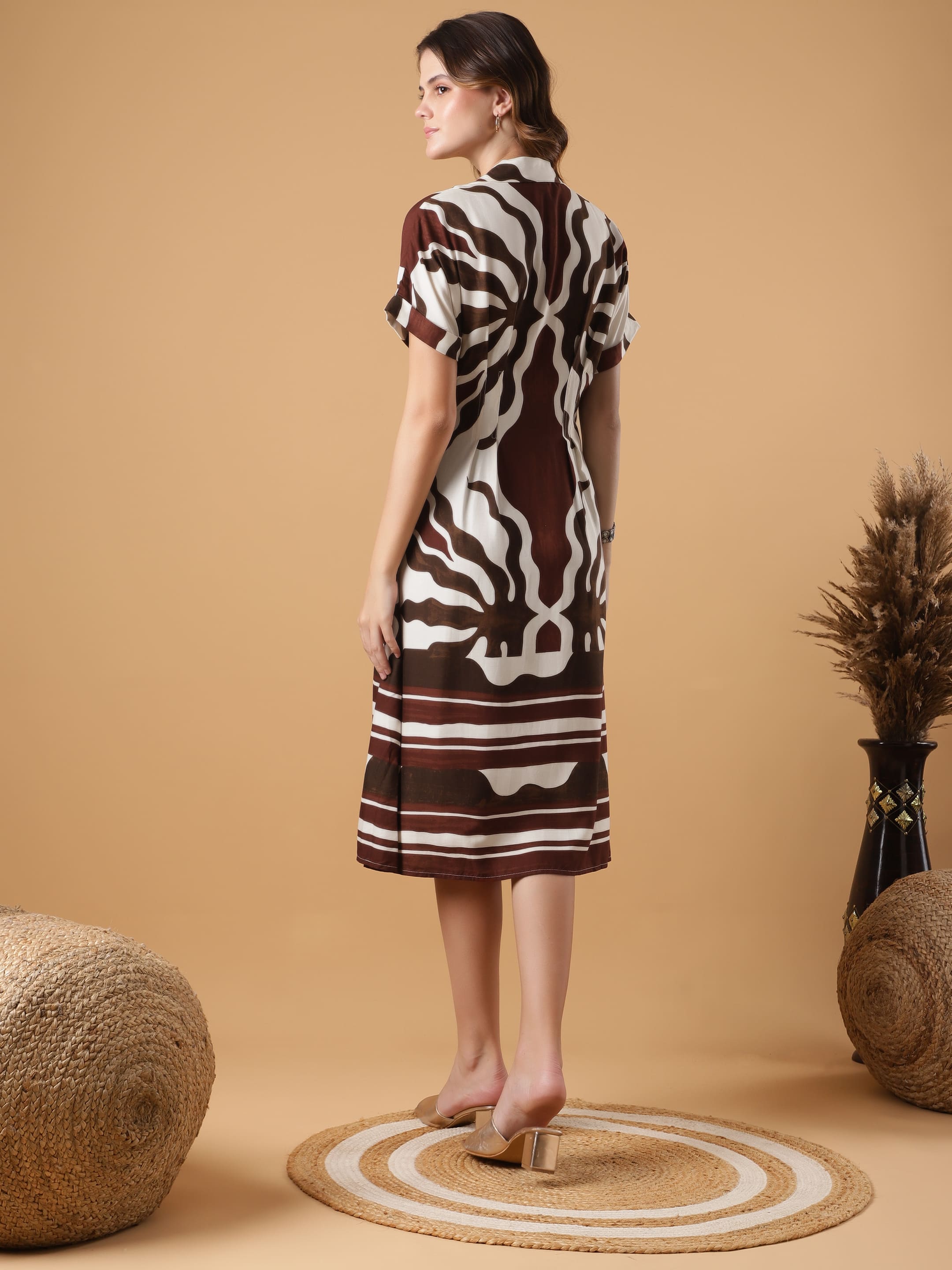 Abstract Print Shirt Dress