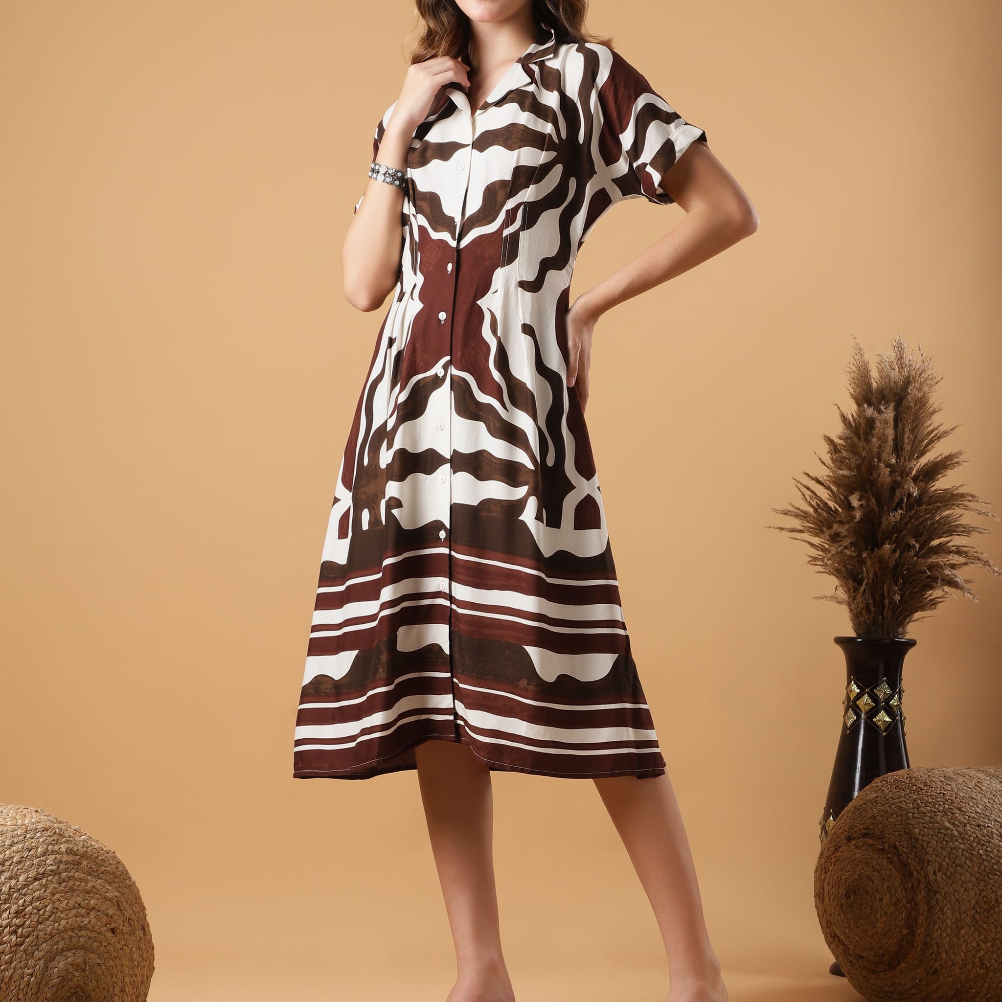 Abstract Print Shirt Dress
