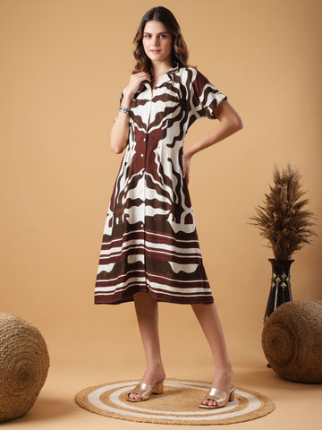 Abstract Print Shirt Dress
