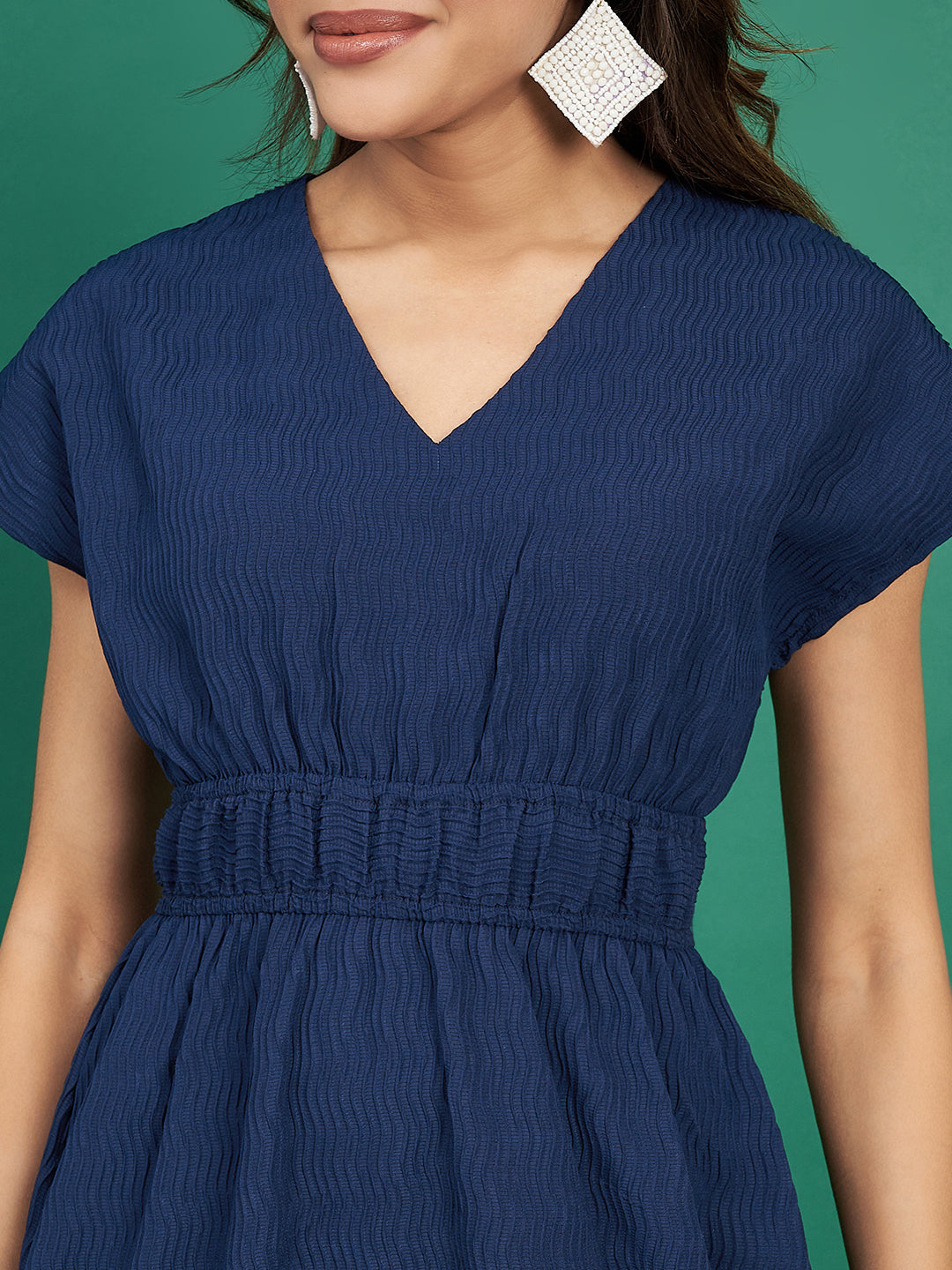 Fancy Blue Flared Midi Dress