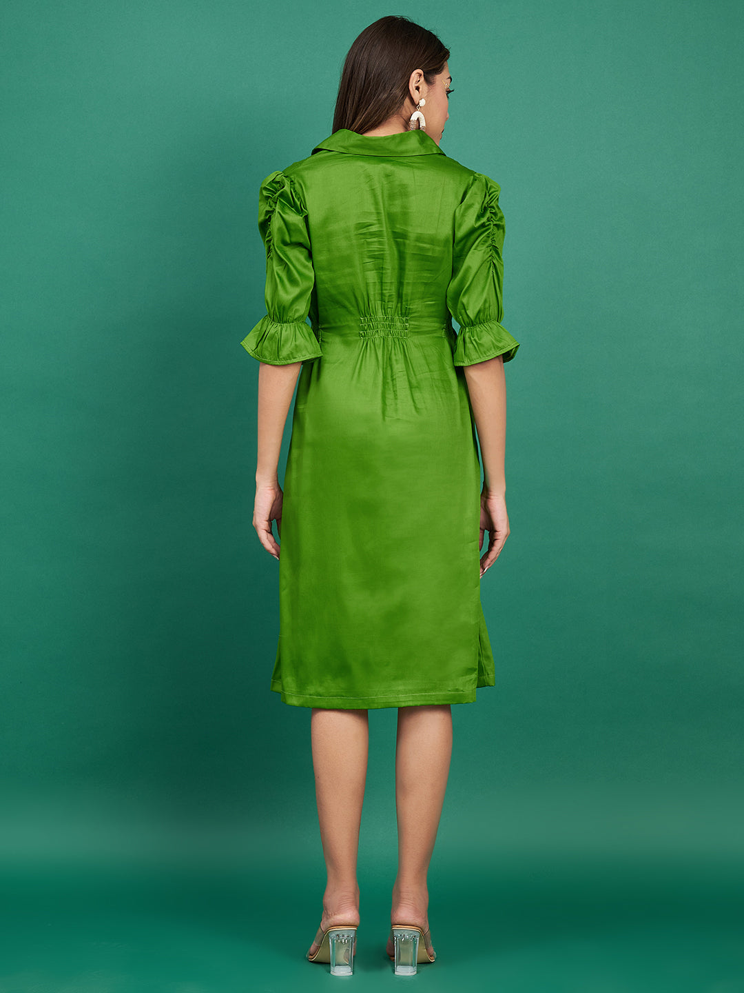 Classy Green Shirt Midi Dress