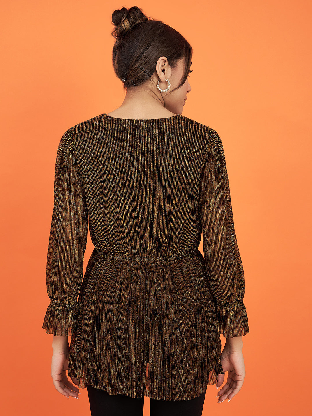 Embellished Brown Flared Top