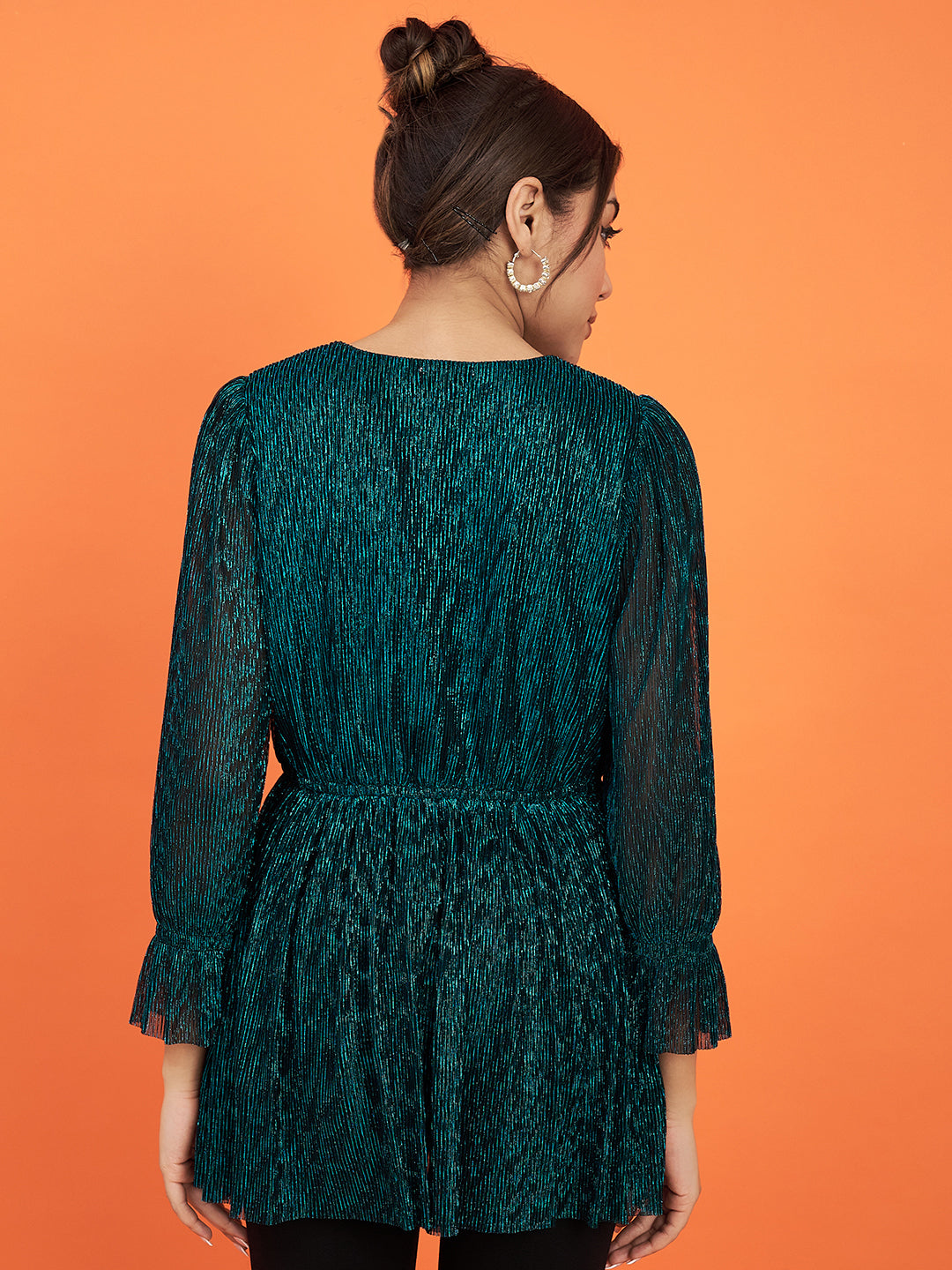 Embellished Green Flared Top