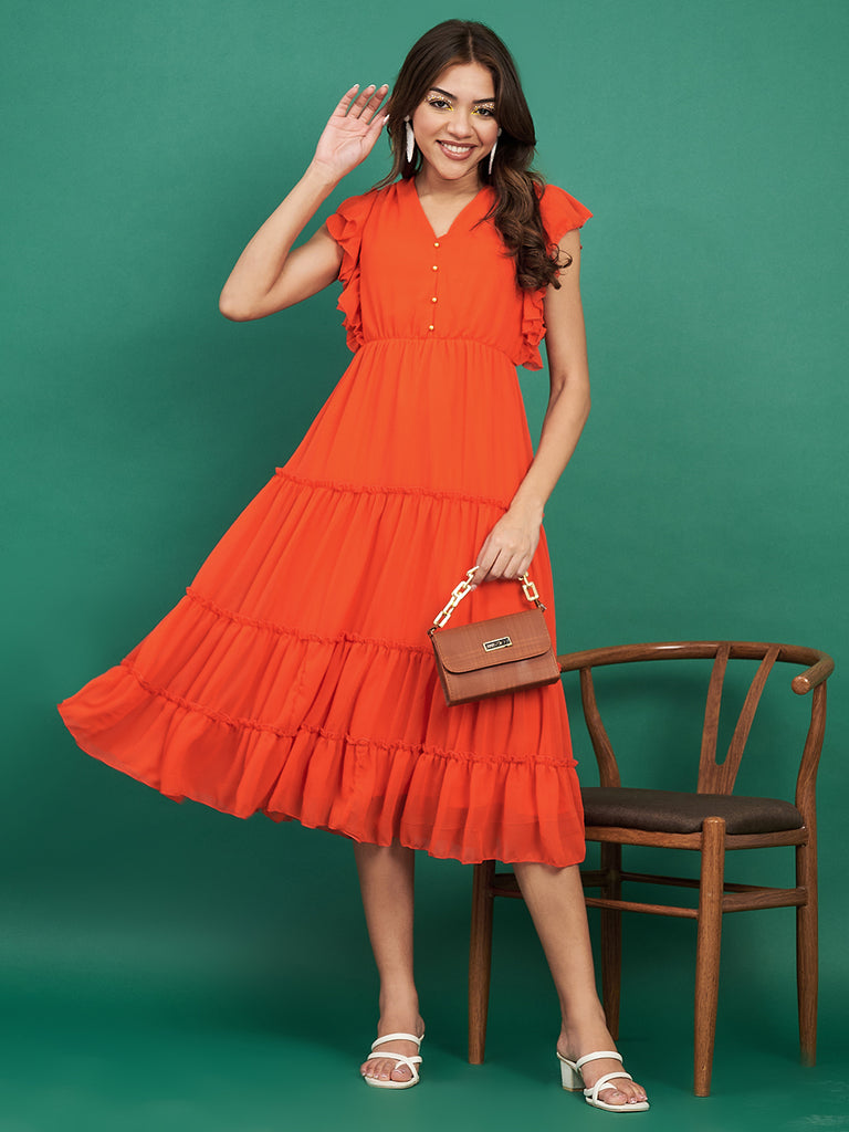 Vanessa Frilled sleeve Tiered Dress