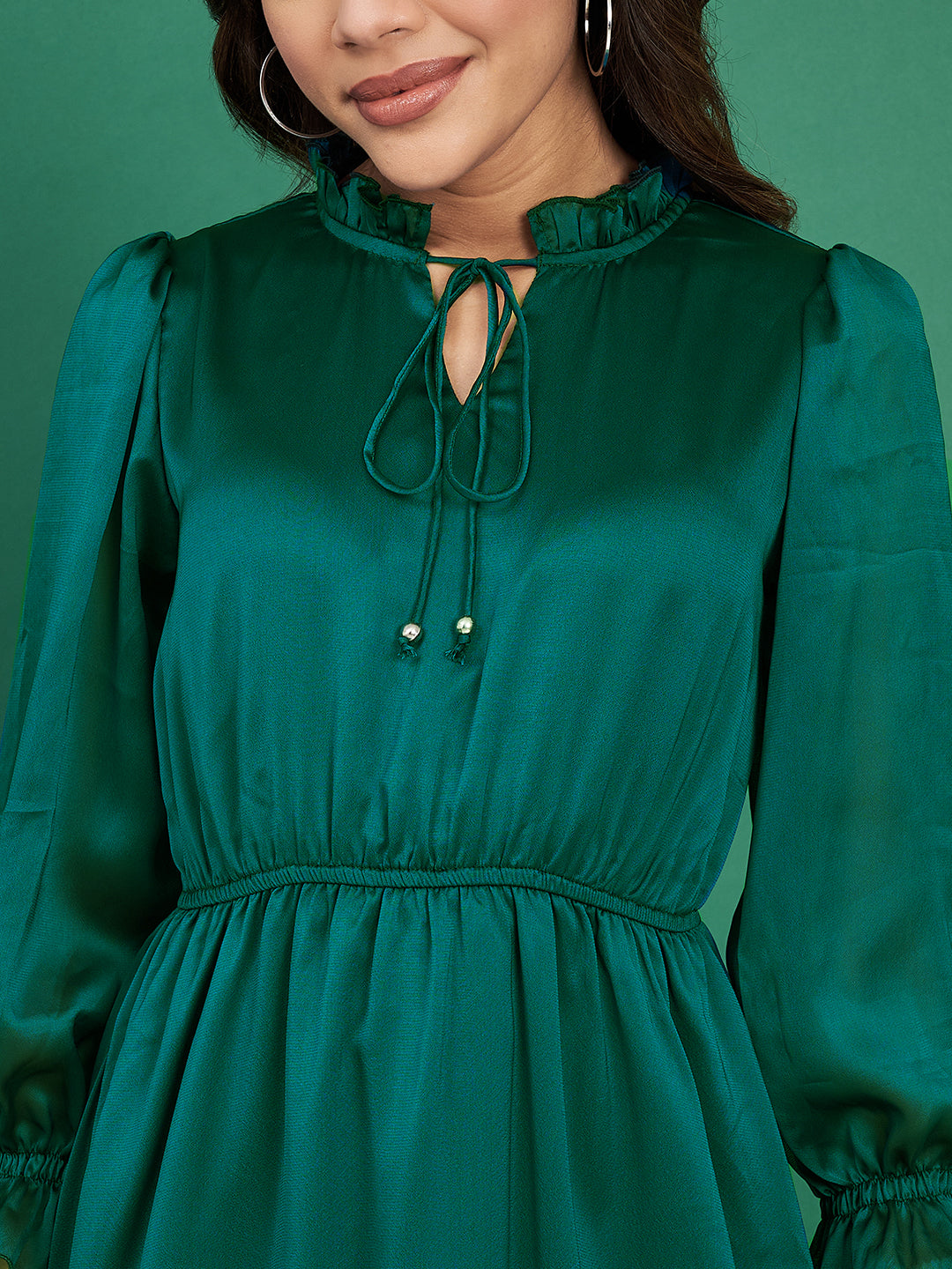 Classy Green Ruffled Midi Dress