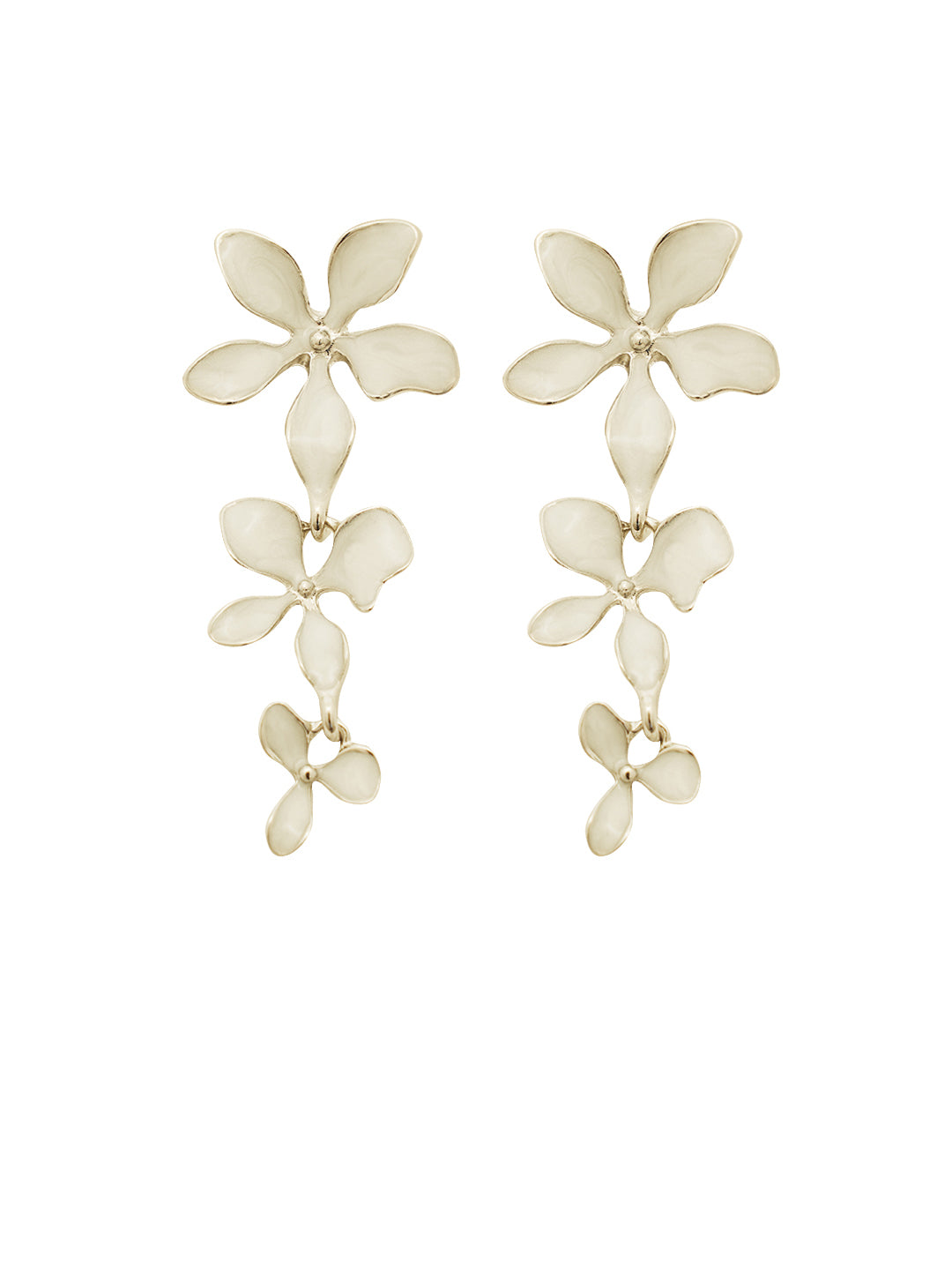 Women White Floral Drop Earrings