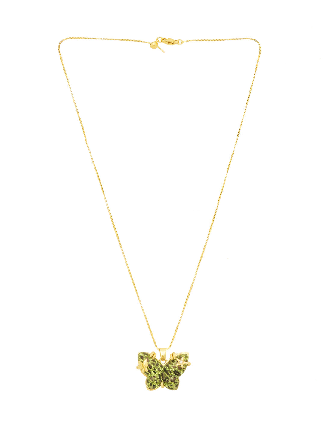 Gold-Plated Chain with Butterfly Rhinestone Pendant
