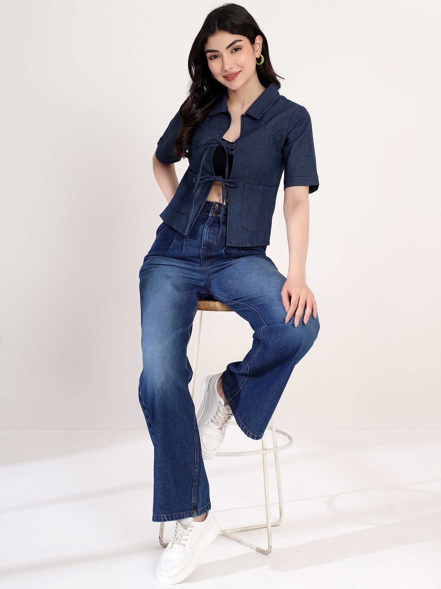 Classy Blue Denim Shirt Top