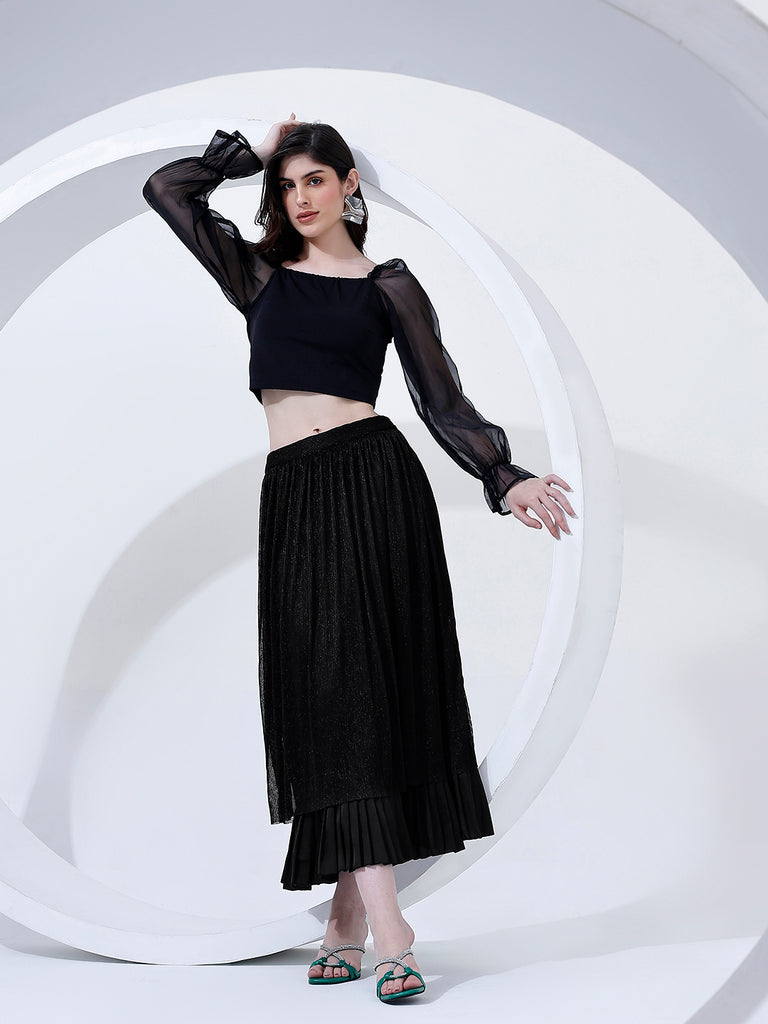 Jeny Layered Pleated Skirt