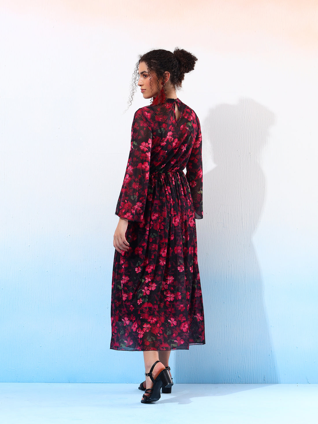 Stylish Floral Printed Pleated dress