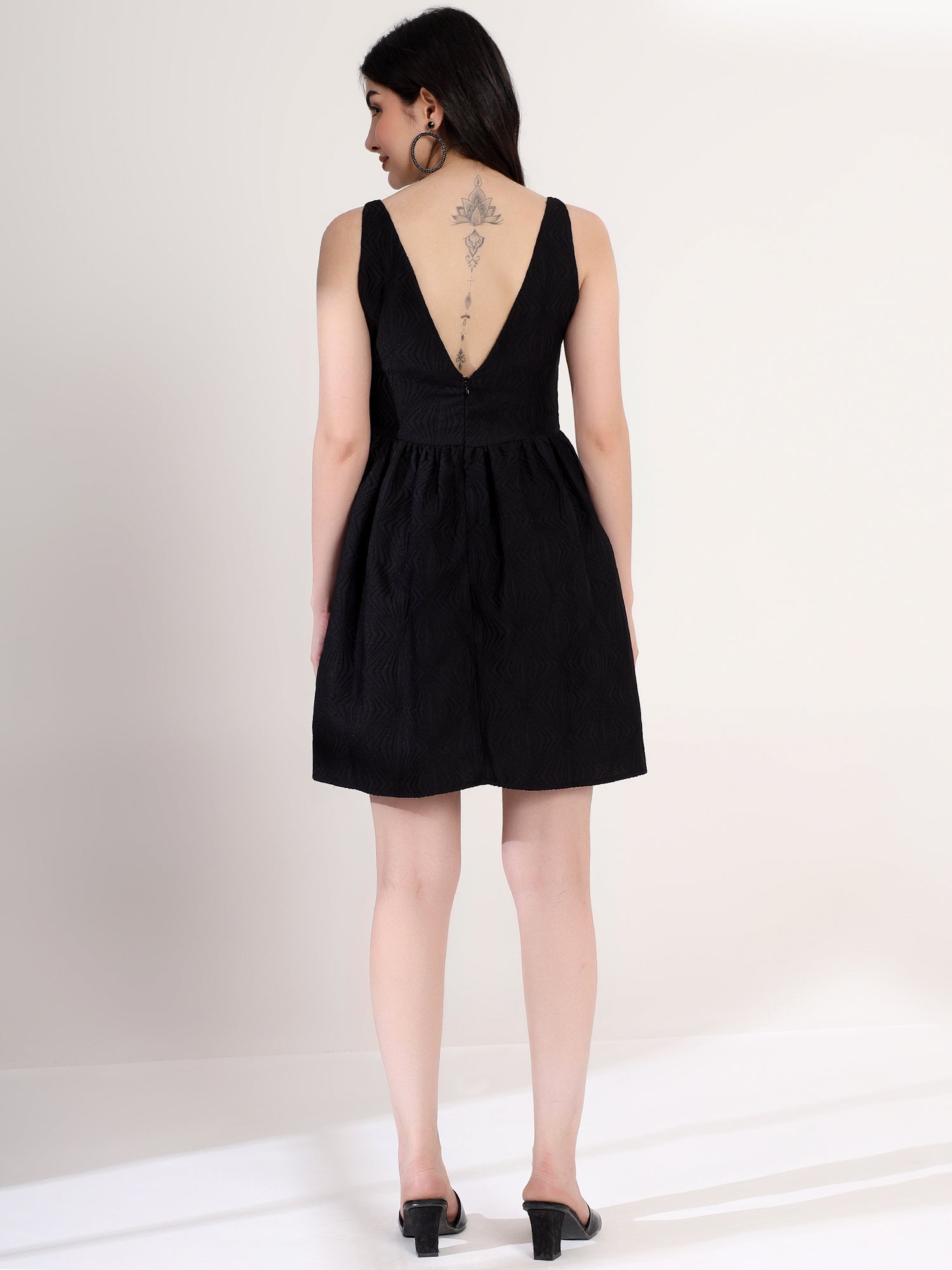 Black Flared Mini Dress