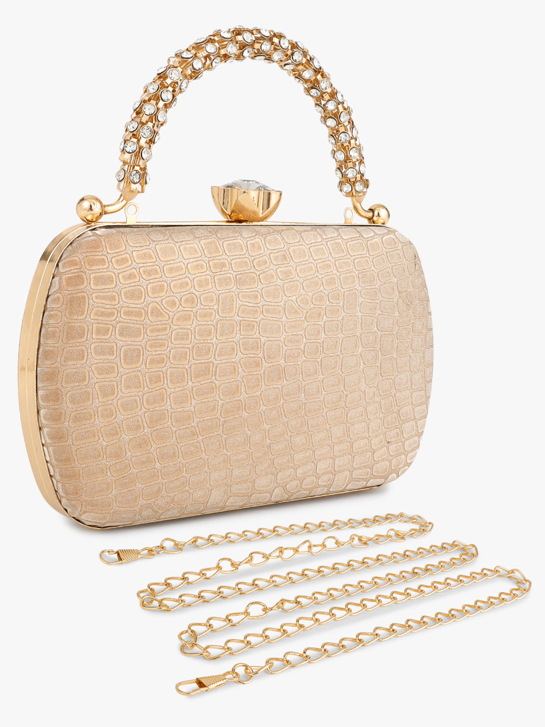 Patterned Golden Fancy Clutch