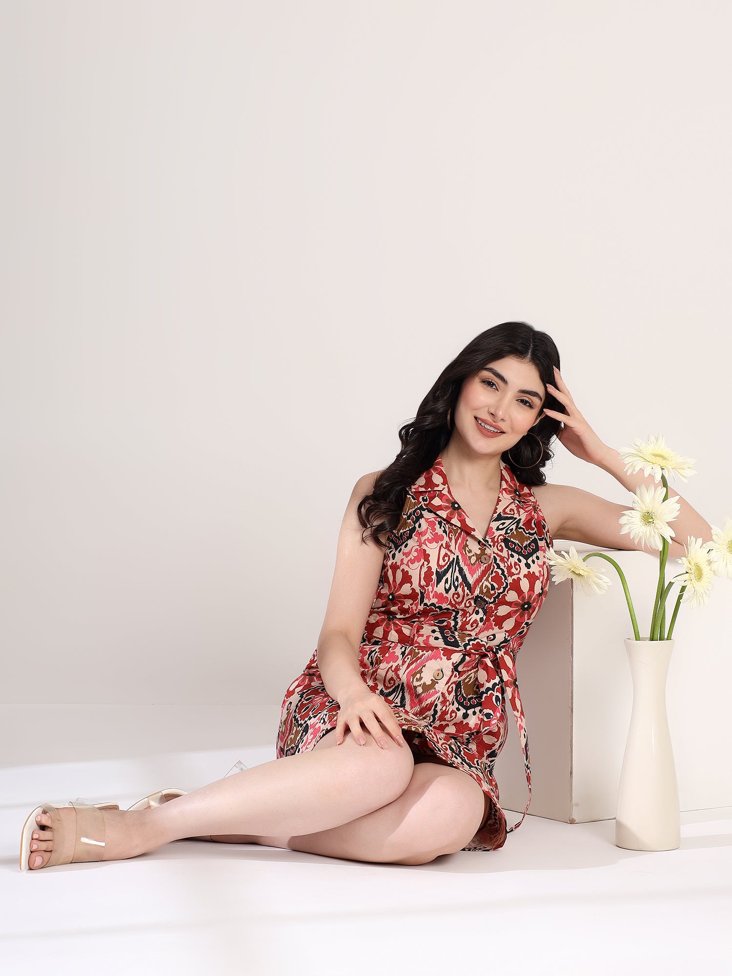 Classy Printed Mini Shirt Dress
