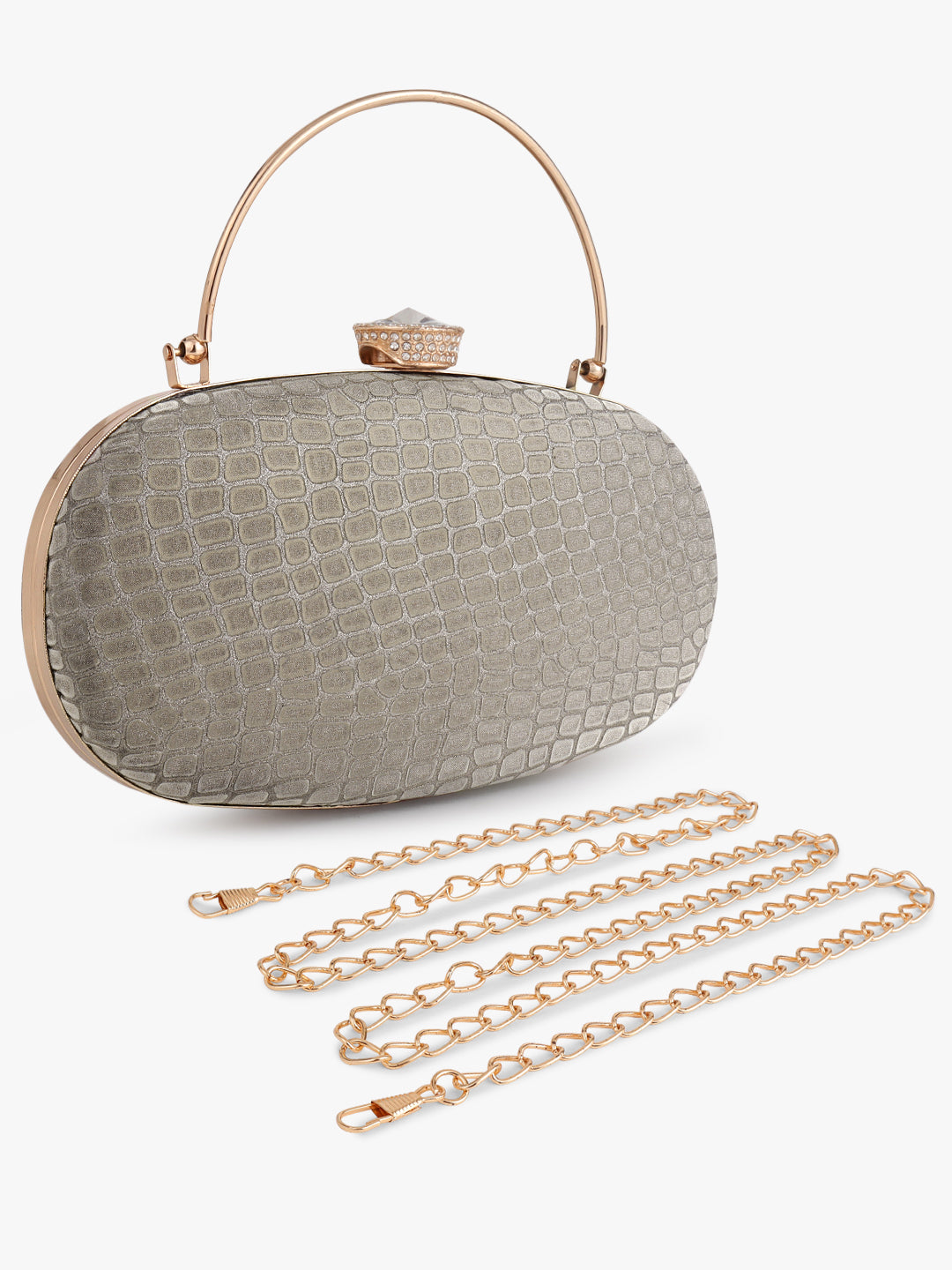Patterned Grey Fancy Handbag