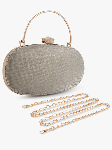 Patterned Grey Fancy Handbag