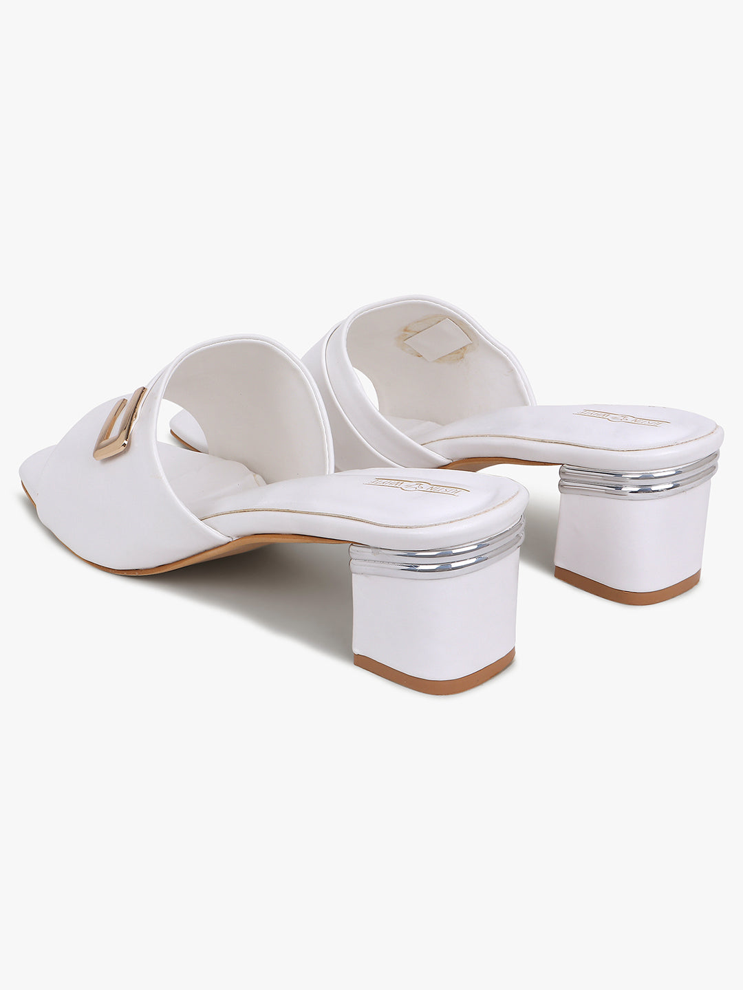 Classy White Low Heel Sandals