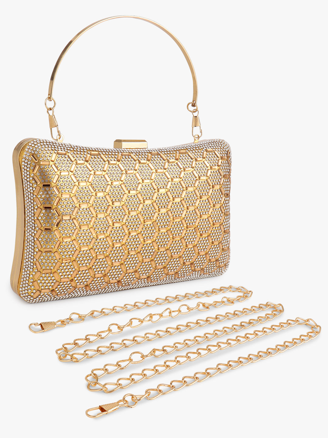 Patterned Golden Fancy Clutch