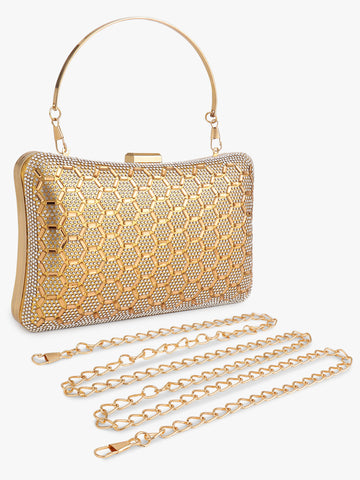 Patterned Golden Fancy Clutch