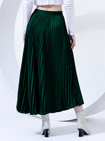 Classy Green Pleated Skirt