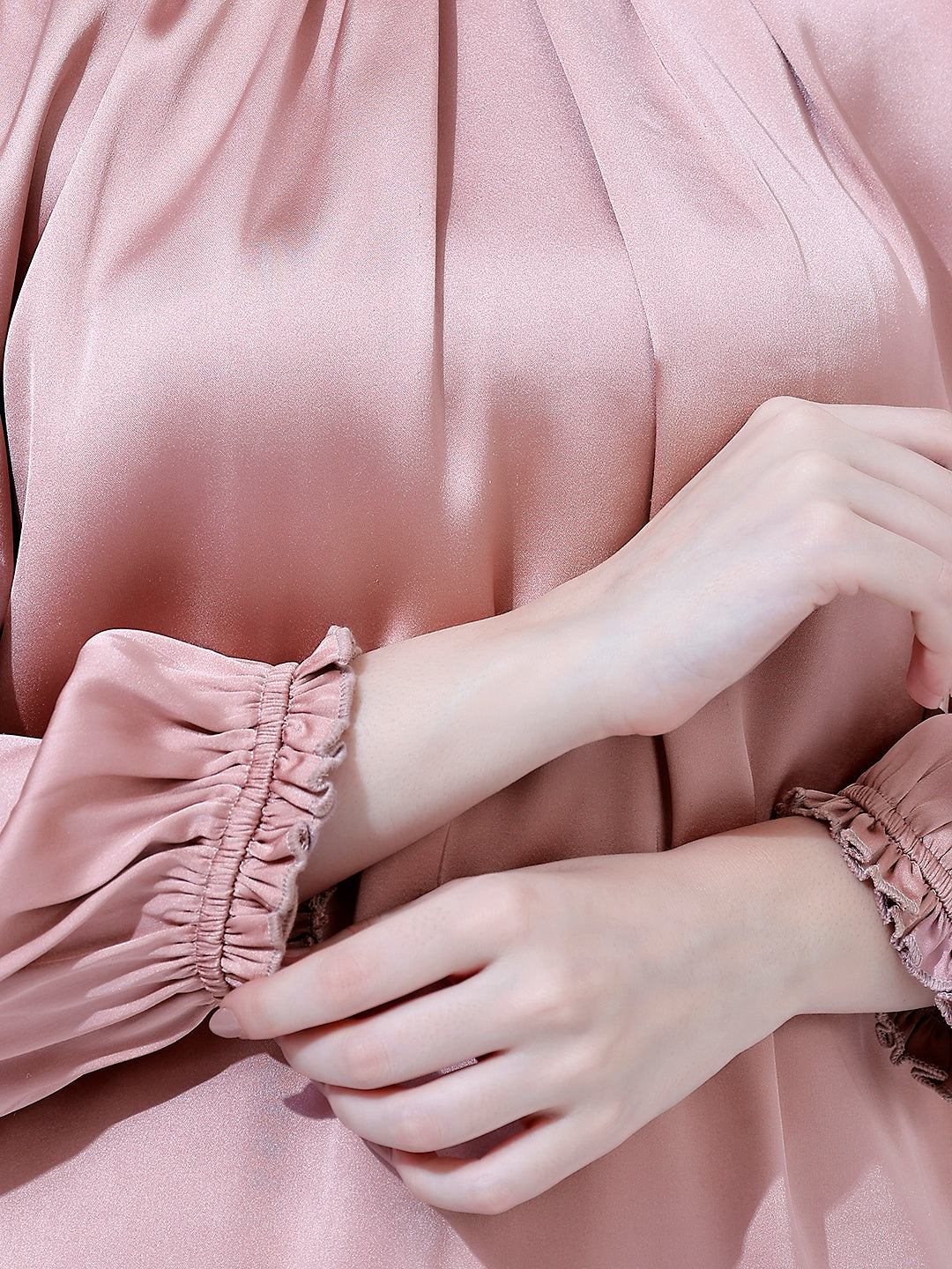 Stylish Pink Pleated Blouse Top