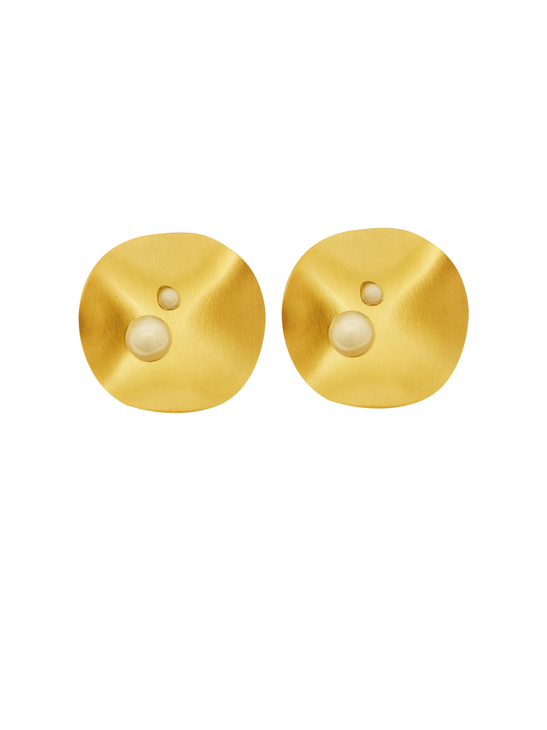 Women Gold Plated Circular shaped Artificial Beads Studs Earrings