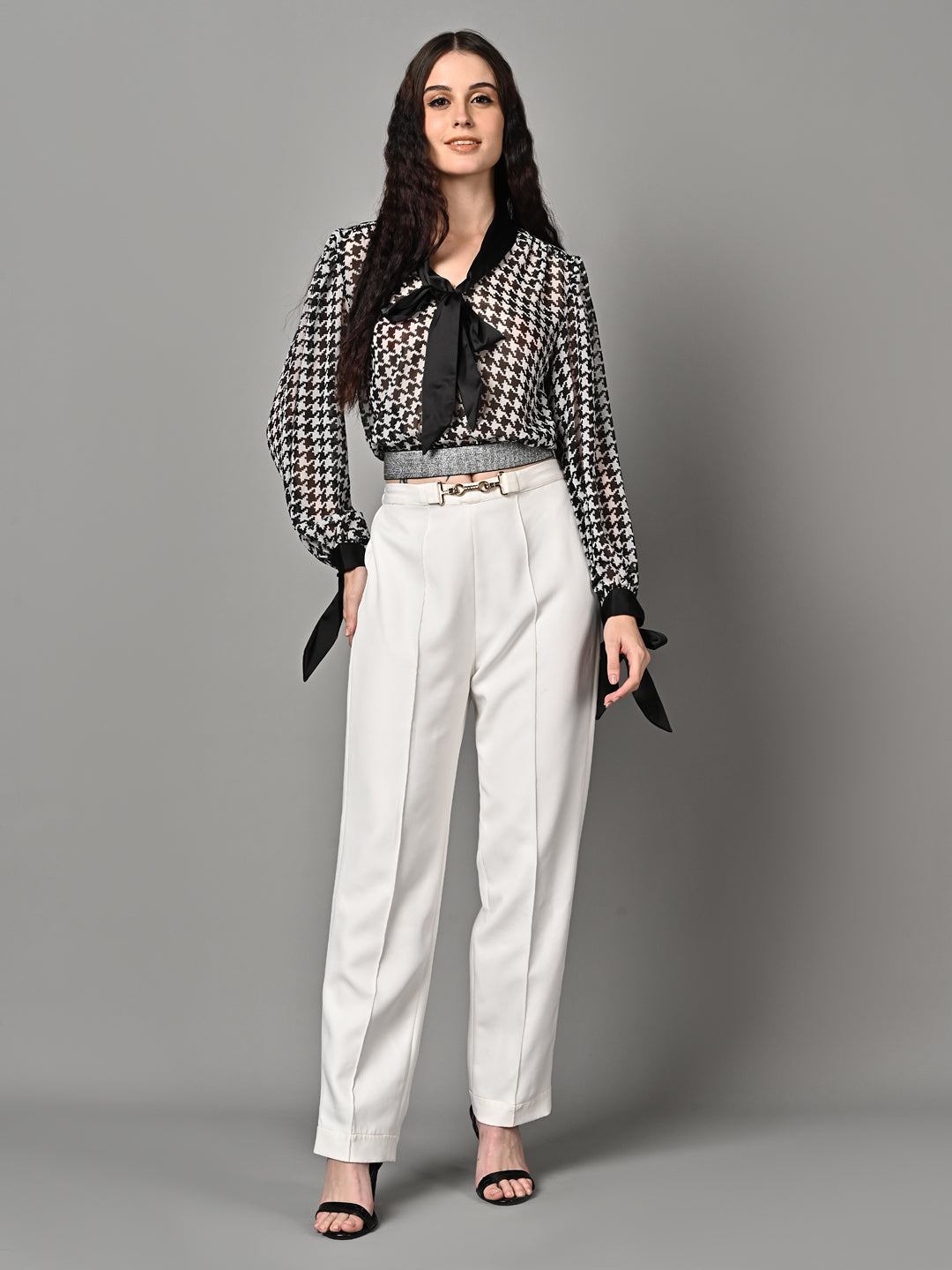 Classy Patterned Black & White Top