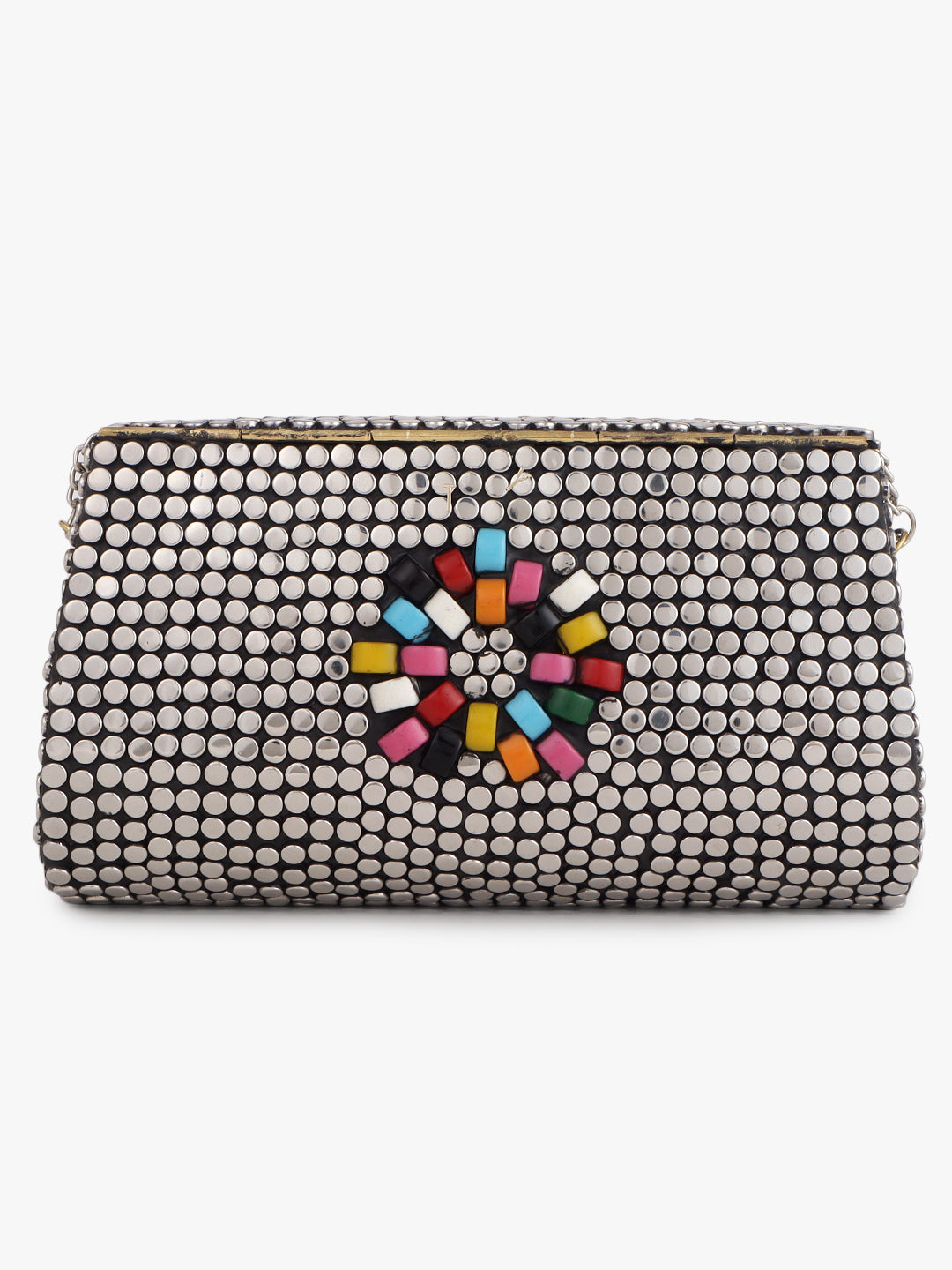 Patterned Silver Metallic Handbag