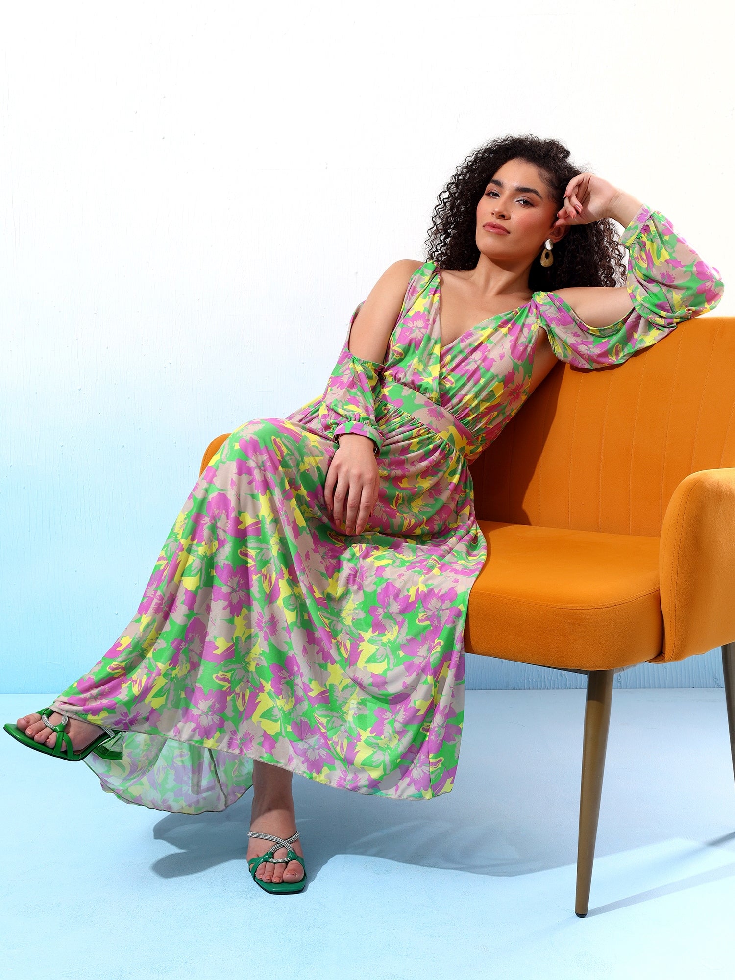 Classy Floral Printed Flared Dress